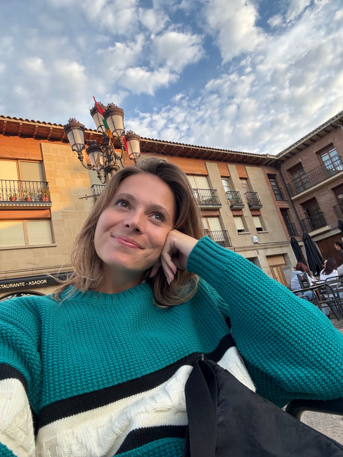 Chloë Garland in a Barcelona plaza